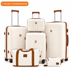 Conjunto de Malas de Viagem · 5 Peças Premium com Rodas 360°